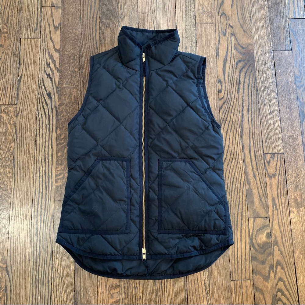 NWOT J. Crew black and gold quilted vest